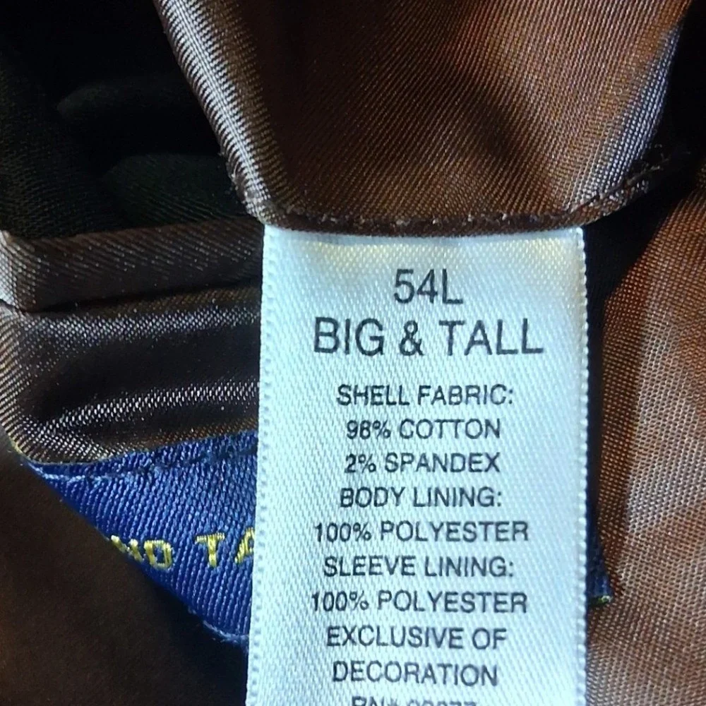 Stafford Brown Corduroy Blazer Elbow Patches Big & Tall 54L Sport Coat Mens